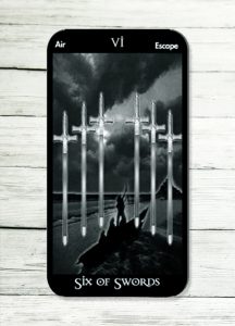 Tarot the Six of swords, you are moving into safer water, allow yourself to drift away from difficulty.